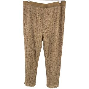 Chicos 2 Pants Womens 12 Arabian Camel Pull-On Lace Elastic Waist Lined Ankle